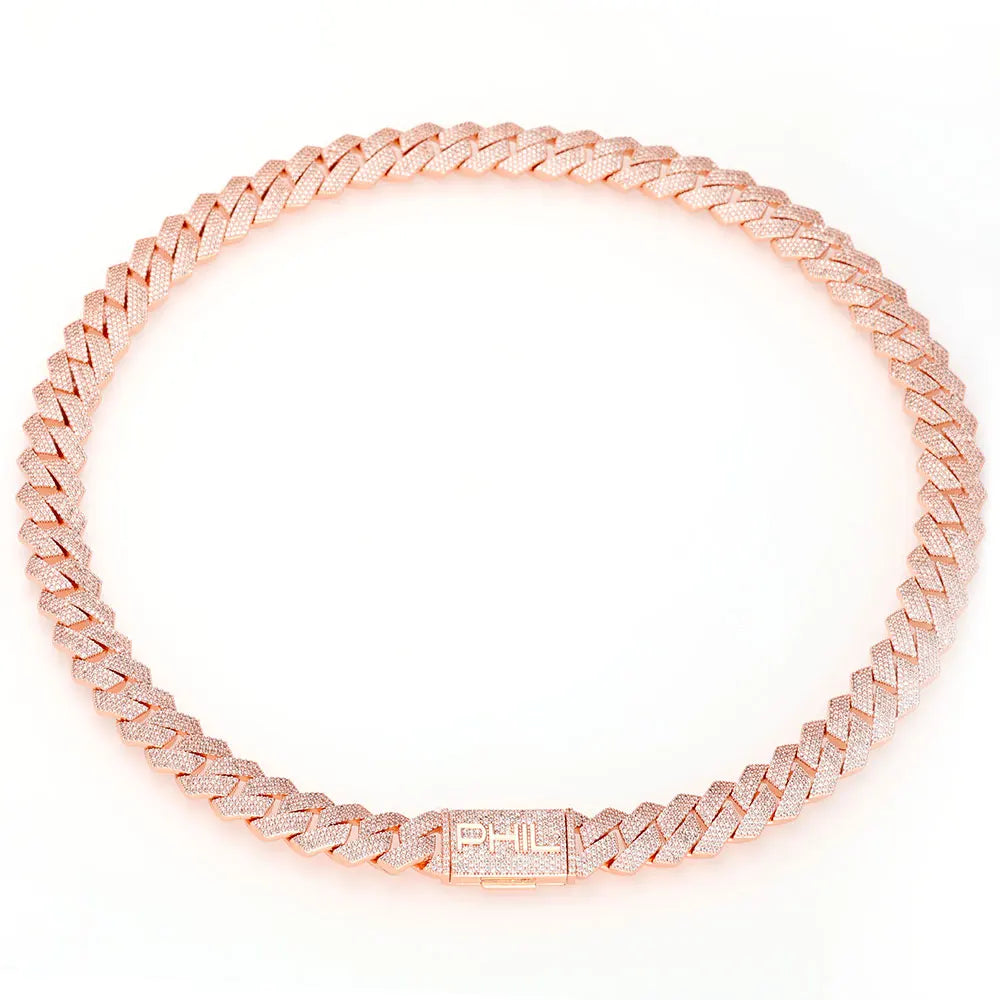 Rose Gold Cuban Chain Necklace Iced Out 15MM