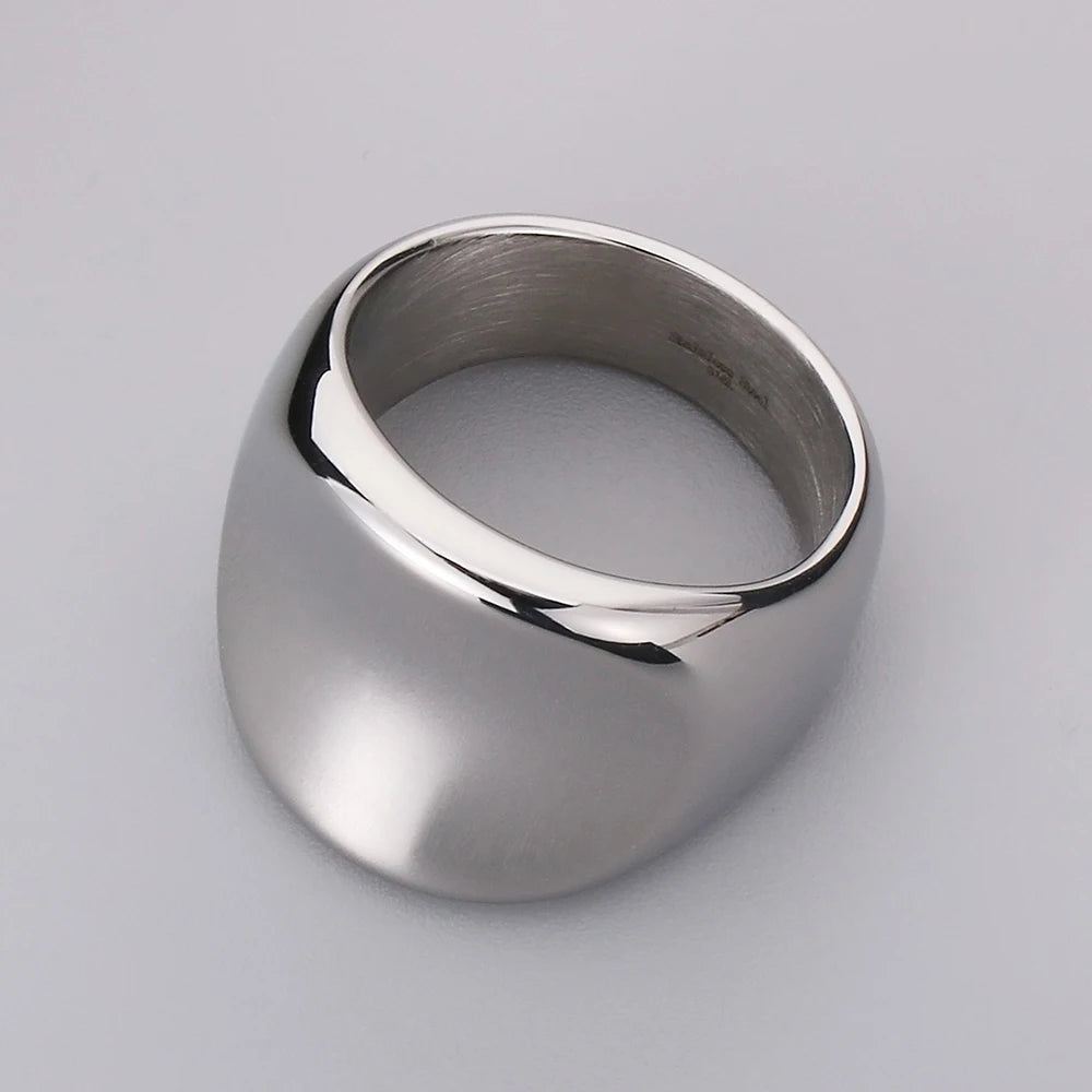 18K Vacuum Plated Wide Rings for Man Solid 316l Stainless Steel Men's Band Accessories Engagement Ring Birthday Party