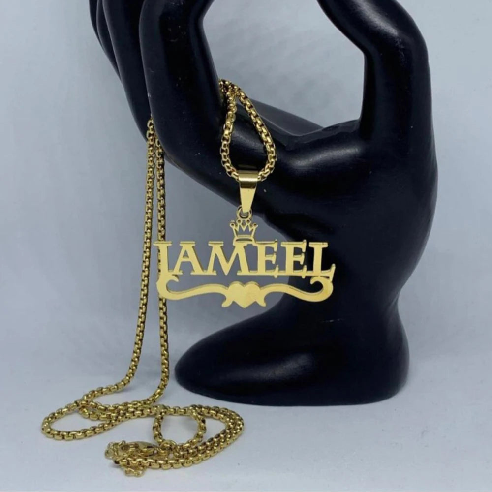 Customized Names Pendant Necklace Stainless Steel Personalized Jewelry Cuban Thick Chain for Men Women Detachable Necklace Gift