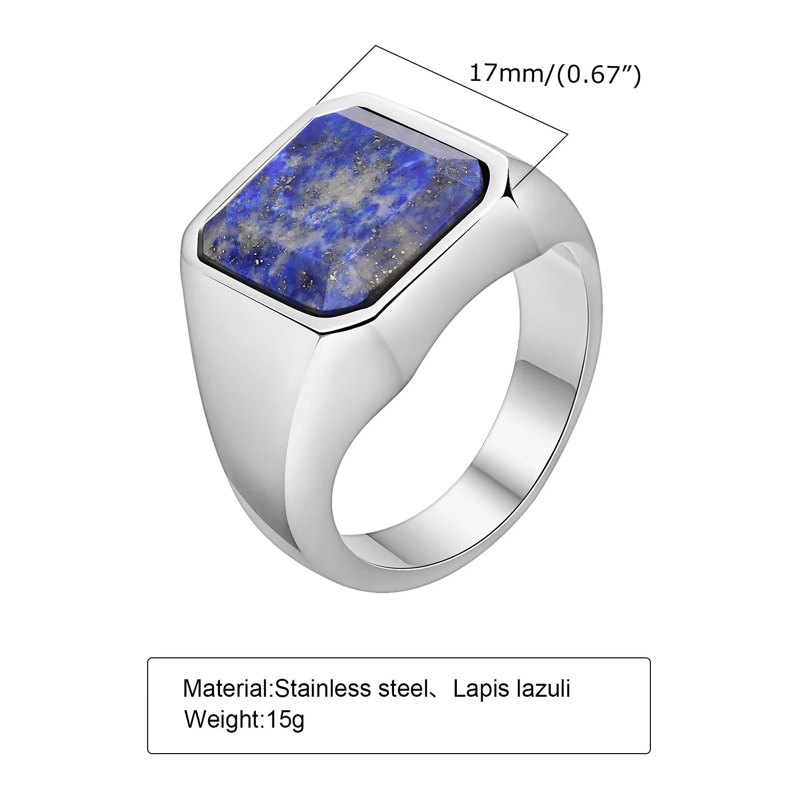 Natural Stone Signet Ring — Stainless Steel