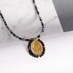 Virgin Mary Medal Iced Pendant Necklace