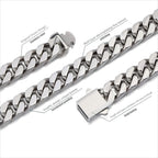 ULJ Hip-Hop Jewelry Men and Women Stainless Steel Miami Cuban Link Street Rapper Necklace Waterproof Chain