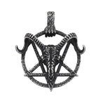 Gothic Punk Demon Sheep Skull Pendant Stainless Steel Pentagram Necklace For Men Women Unique Amulet Jewelry Gift