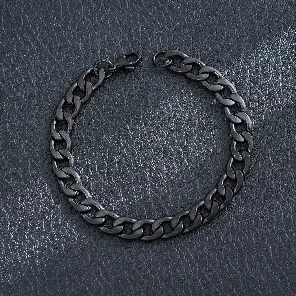New Stylish Black Metal Chain Bracelets for Men Women Multiple Designs Punk Gothic 316L Stainless steel Jewelry Gift