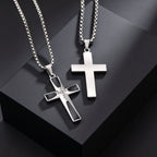 Zircon Cross Pendant Necklace for Men — Stainless Steel