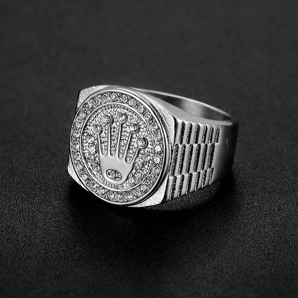 Crown & Shield Signet Ring — Gold Silver, Stainless Steel