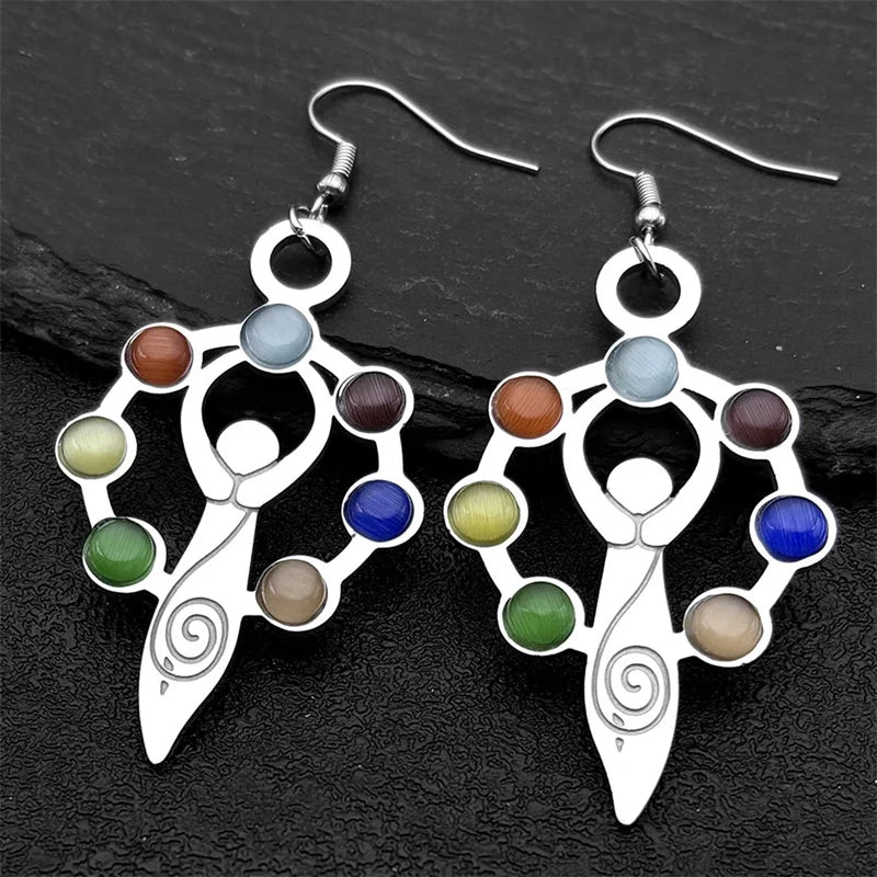 Gold Earrings Chakra Stone Yoga Drop Reiki Spiritual