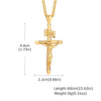 Vnox Stainless Steel Catholic Jesus Cross Necklace for Men Women, Crucifix Pendant with 60cm Cuban Chain, Religious