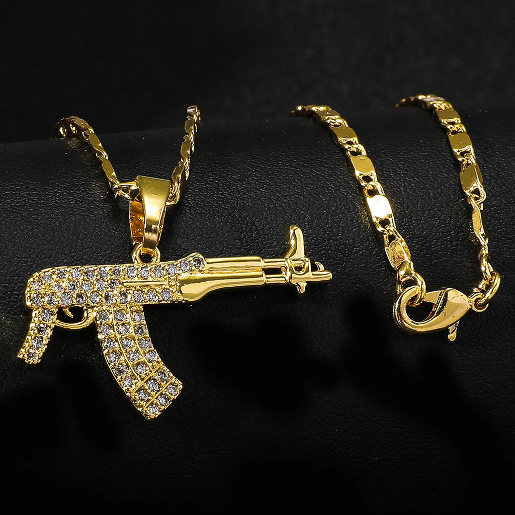 24K Gold Hip Hop Pendant Necklace