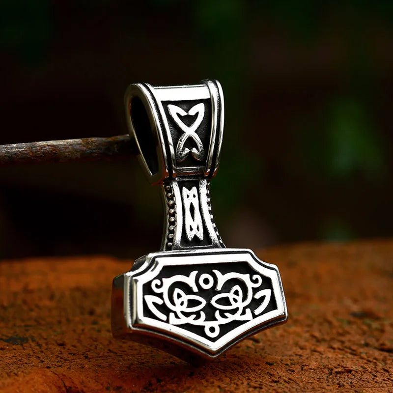 BEIER thor's hammer mjolnir pendant necklace viking scandinavian norse viking necklace with stainless steel chain