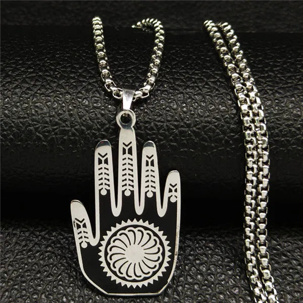 Hamsa Hand of Fatima Stainless Steel Necklaces Men Fatima´s Hand Turkish Eye Necklaces Pendants Jewelry collier homme
