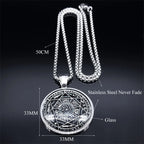 Seal of Seven Archangels Medal Stainless Steel Glass Necklace Seal of Solomon Talisman Necklace Protection Jewelry