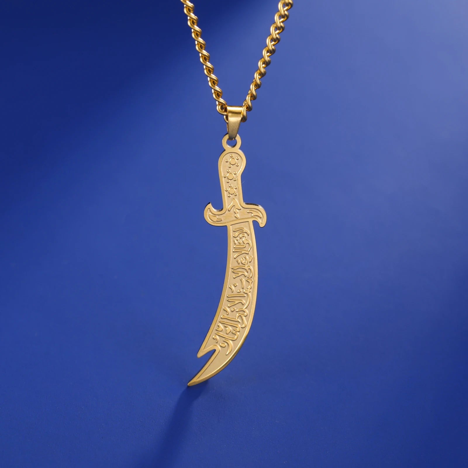 Stainless Steel Sword Necklace for Men Women Islamic Arabic Zulfiqar Sword Pendant Necklaces Muslim Jewelry Talisman