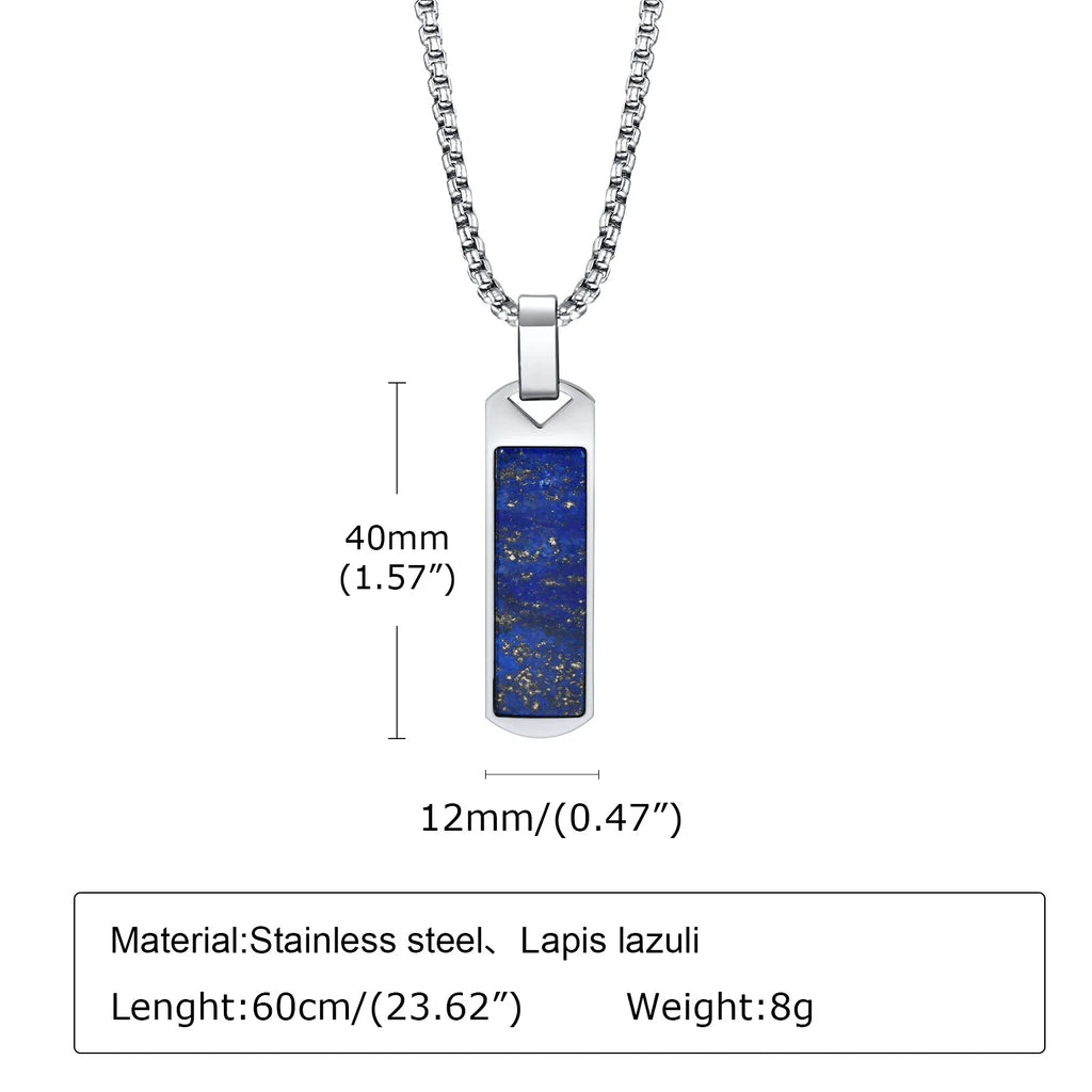 Natural Stone Healing Pendant — Stainless