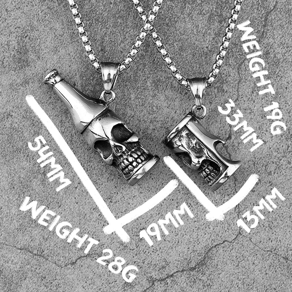 Skull Bottle Opener Pendant Necklace — Stainless