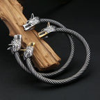 Viking Double Wolf Head Bracelet — Stainless
