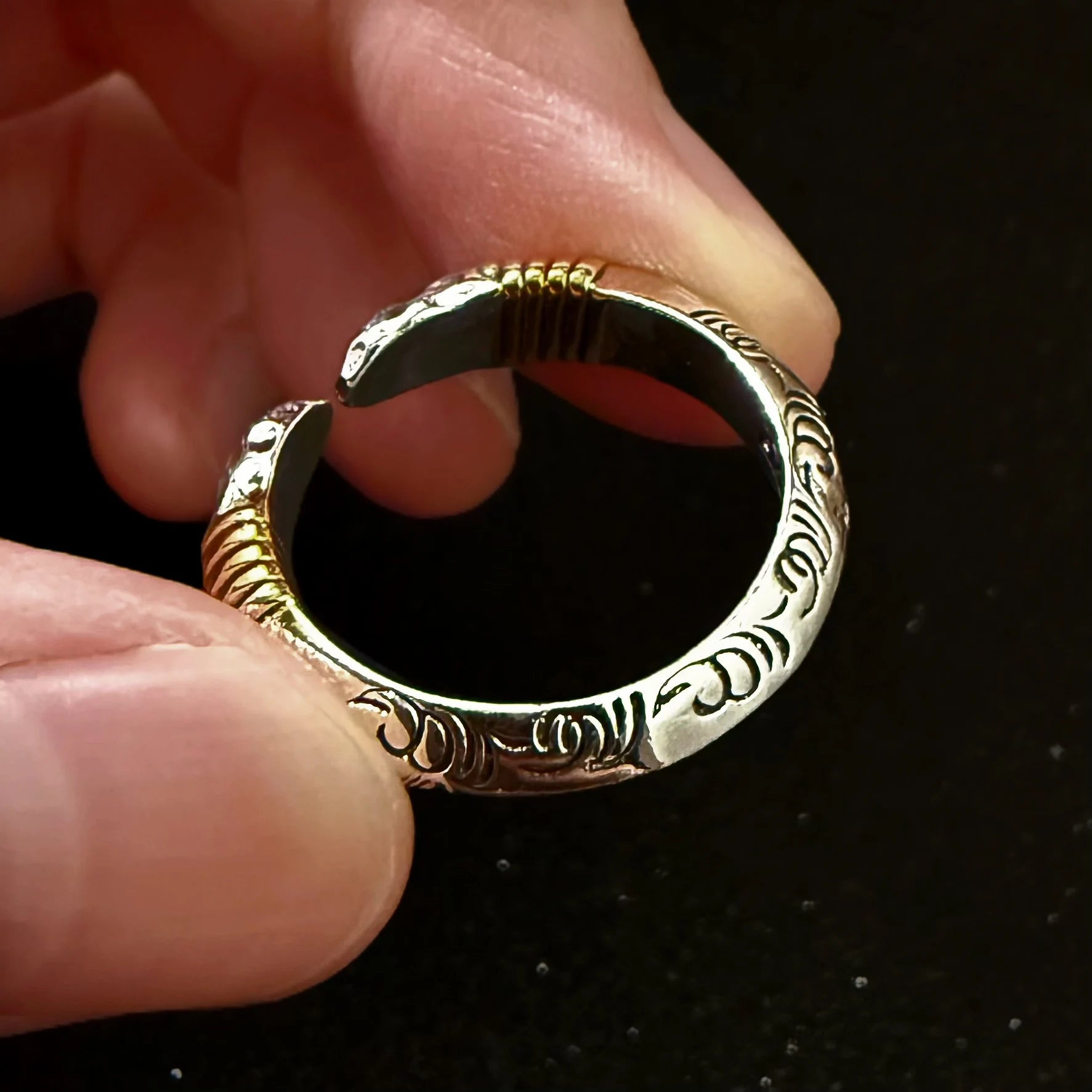Retro Tang Grass Pattern Spearhead Adjustable Open Ring For Men Silver-plated Copper Punk Gothic Edgy Jewelry Accessories Gift