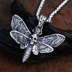 Beier Death Head Skull Butterfly Moth Pendant necklace For Man Stainless Steel Punk good detail Animal Jewelry BP8-599