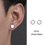 Trendy HipHop Titanium Steel Round Men's Stud Earrings Hippie Stainless Steel Black Drip Earings for Men Couple