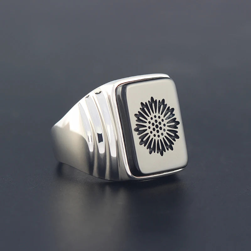 Black Agate Statement Ring — 925 Silver