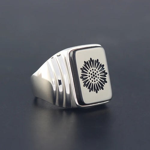 Black Agate Statement Ring — 925 Silver