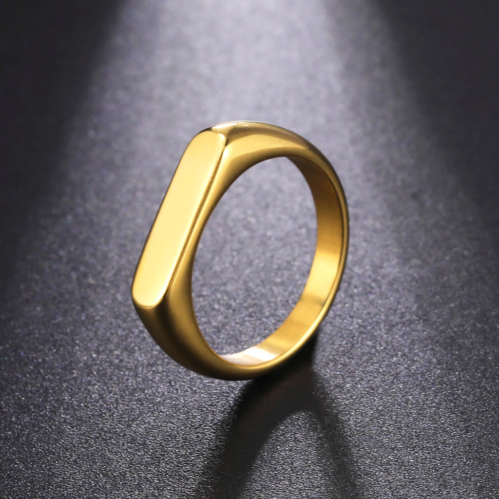 Skyrim Stainless Steel Signet Rings for Men Women Minimalist 5MM Wide Finger Rings 2026 Trend Wedding Couple Jewelry Gift Hot