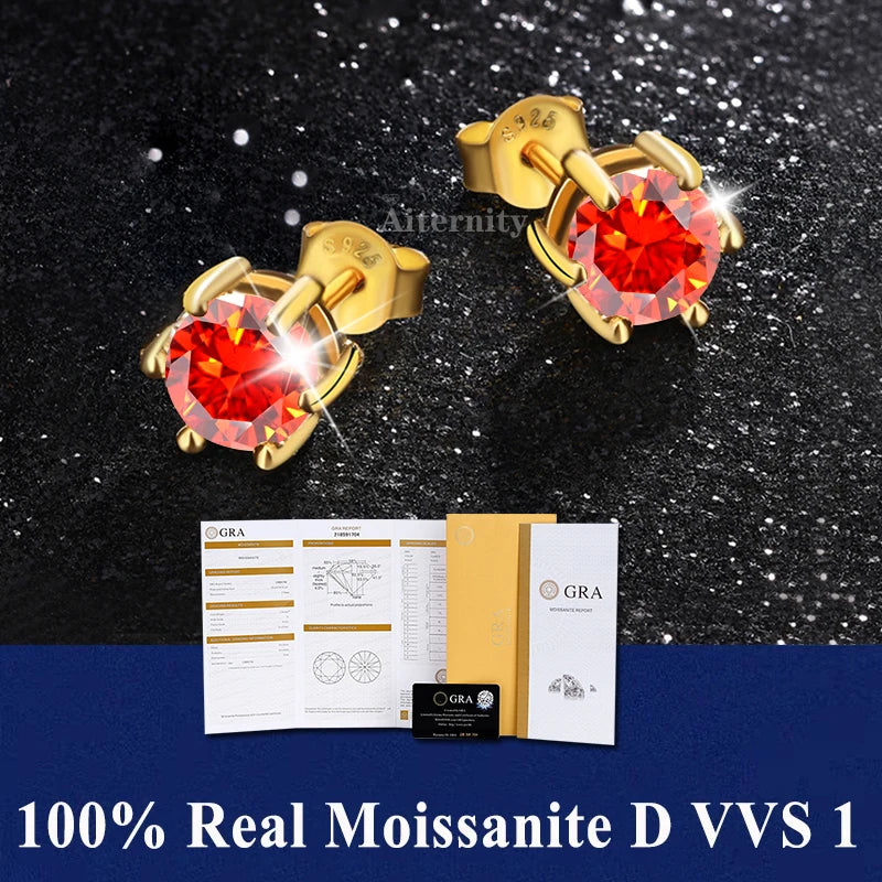 Moissanite Studs Earrings Pass Diamond tester Pen For Men Women 18K Platinum Plated Bride Wedding Gemstone 925 Silver Earrings