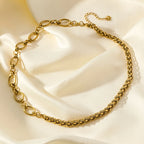 GANEMLY 316L Stainless Steel Asymmetry Chain Necklace For Women Gold Color Thick Chunky Collar Neck Chain Rust Proof Jewelry