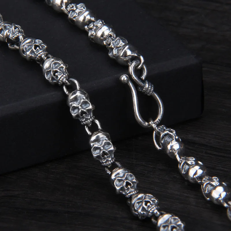 Vintage Skull 925 Silver Pendant Necklace