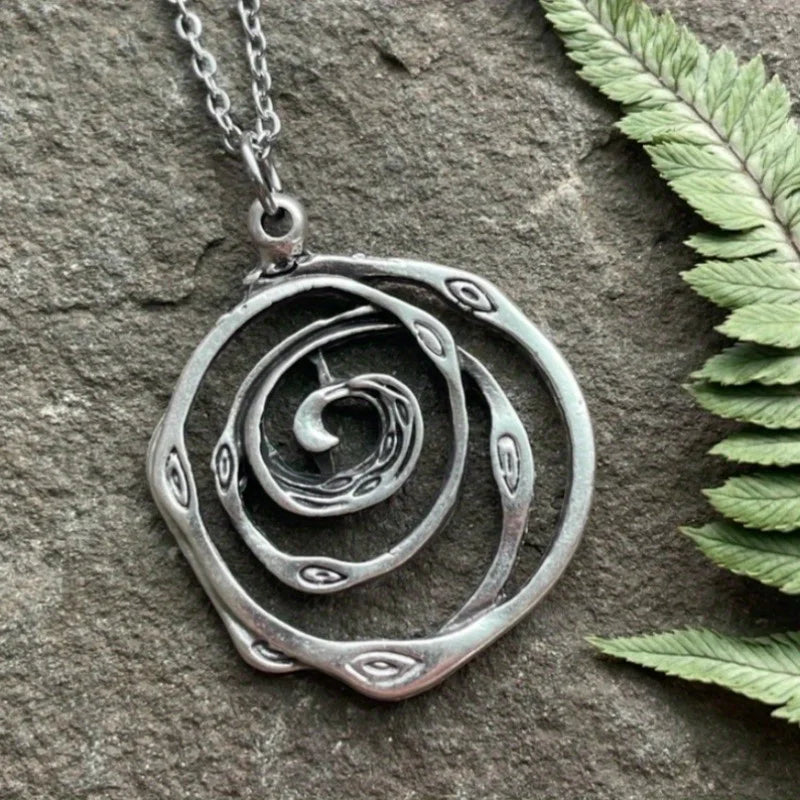 Snake Vortex Pendant Necklace — Copper