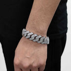 20mm 2 Rows Rectangle CZ Iced Out Miami Cuban Link Chain Bling 5A Zircon Stone Hip Hop Jewelry Necklace For Men Gift