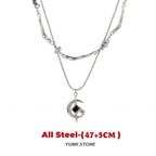 Titanium Steel Double-layer Moon Star Necklace Luxury Clavicle Chain Hip Hop Non Fading Couple Jewelry New Unisex  Punk Gift