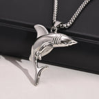 Vnox Stylish Shark Men Boys Necklaces,Rock Punk Animal Pendant Collar Jewelry with Stainless Steel Box Chain