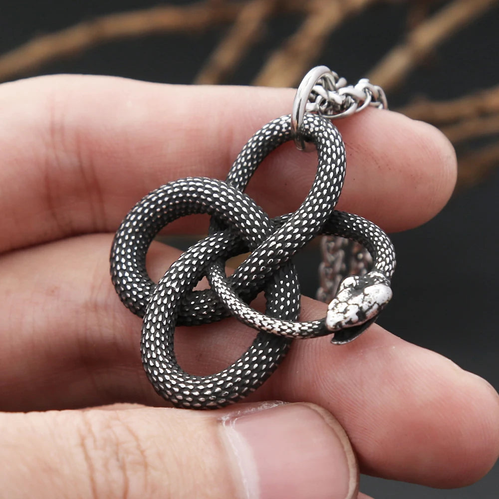 Ouroboros Snake Pendant — Stainless Steel