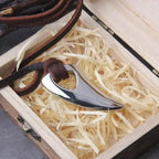 Viking Wolf Tooth Pendant Necklace - Stainless Steel Norse Rune & Celtic Knot, Men's Pagan Jewelry with wood box