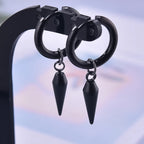 Spike Cone Drop Huggie Hoop Earrings for Men — Stainless Steel