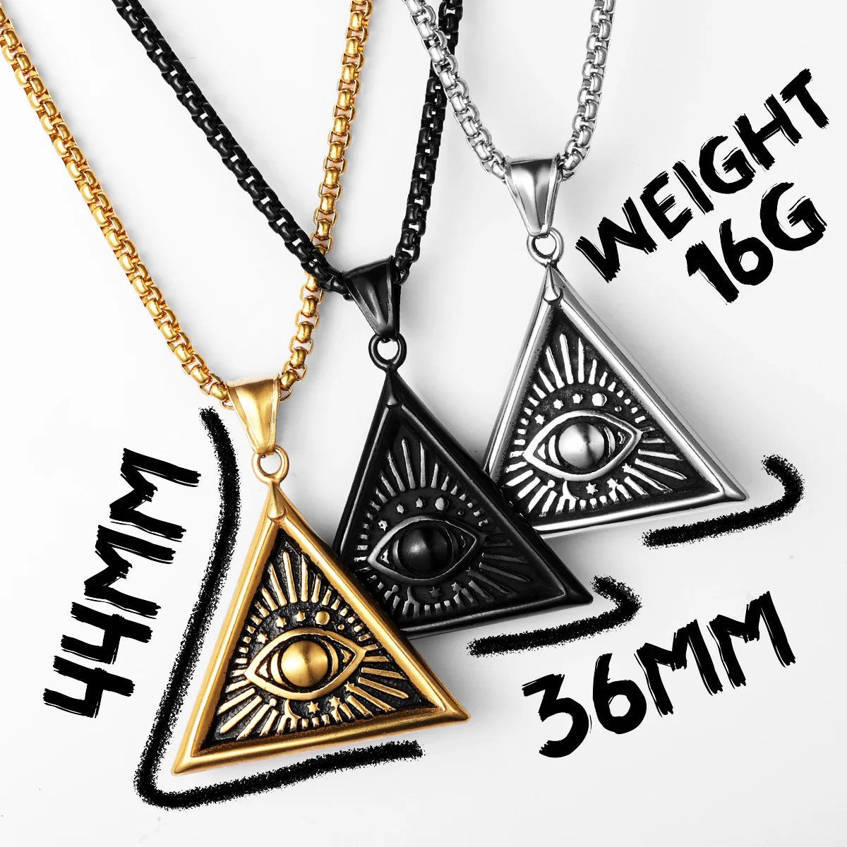 Masonic Eye Pendant Necklace — Stainless Steel