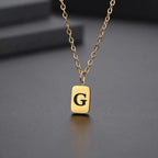 Letter Pendant Square Chain — Gold
