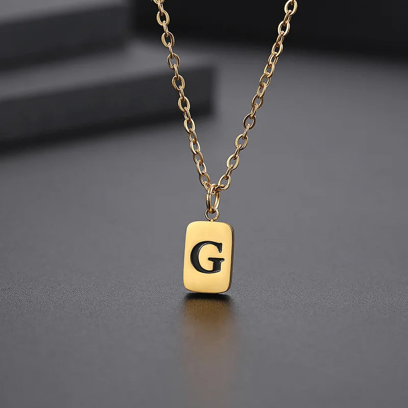 Letter Pendant Square Chain — Gold