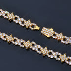 Iced Out Star Chain Necklace Four-Pointed Zircon
