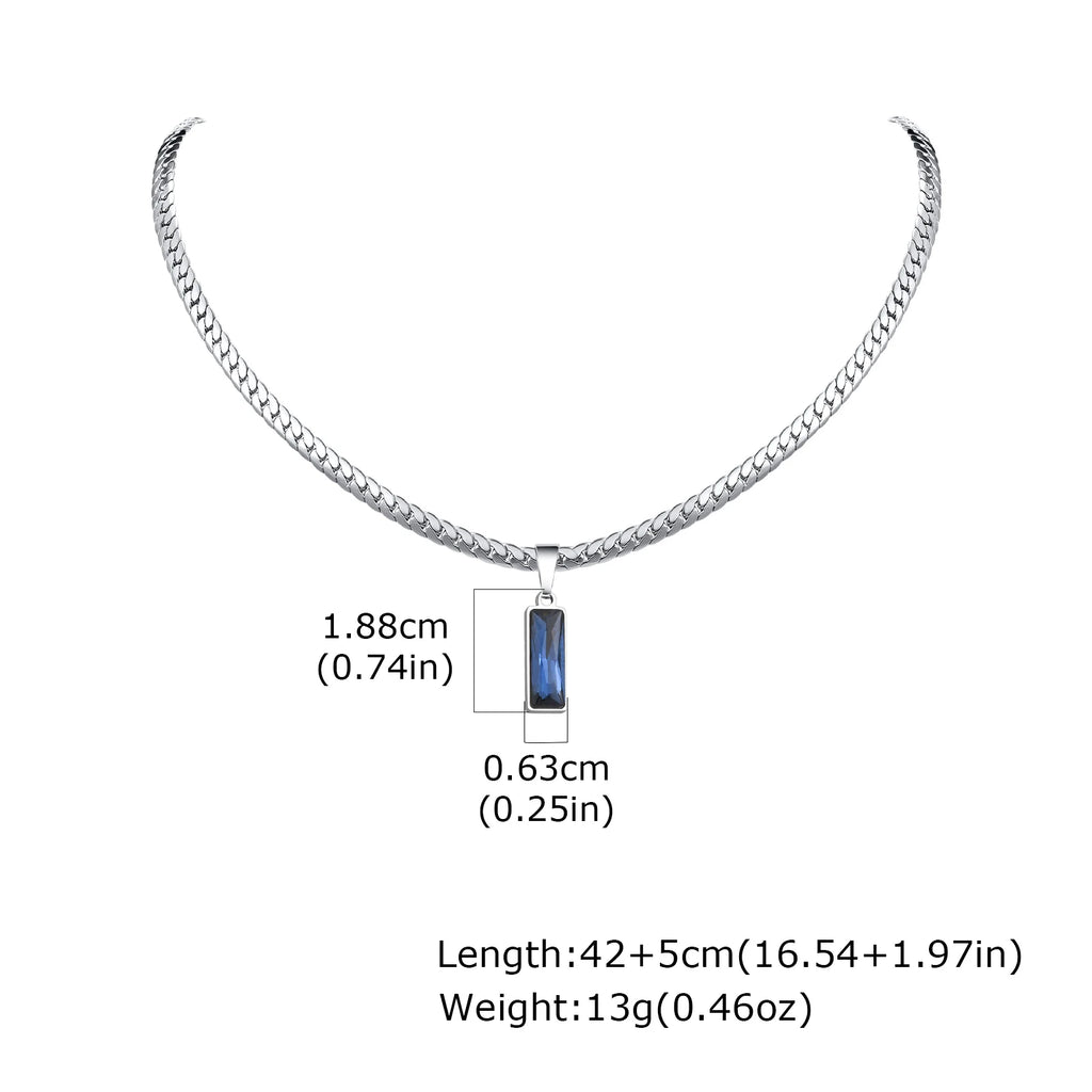Stone Cuban Chain Necklace — Stainless