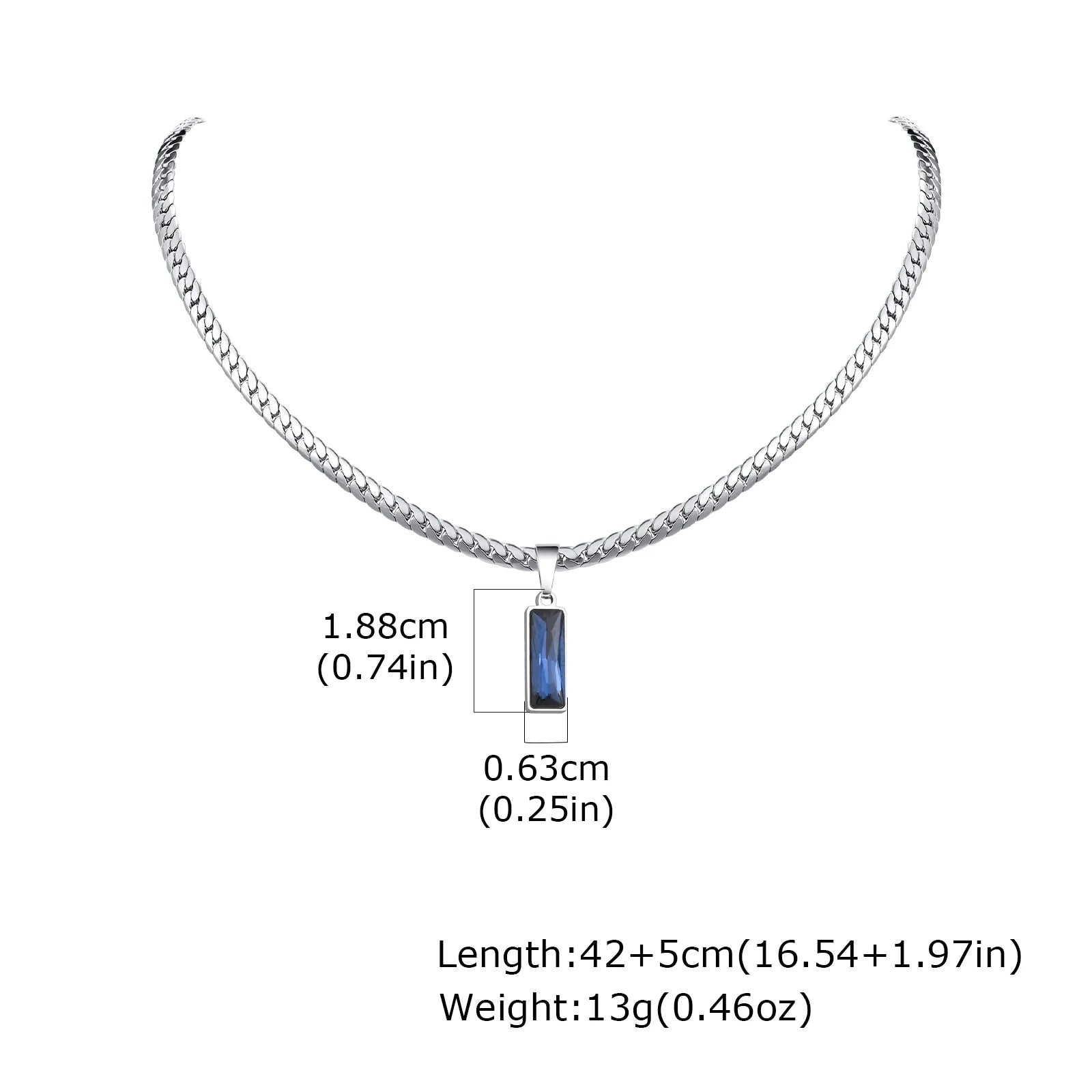Stone Cuban Chain Necklace — Stainless