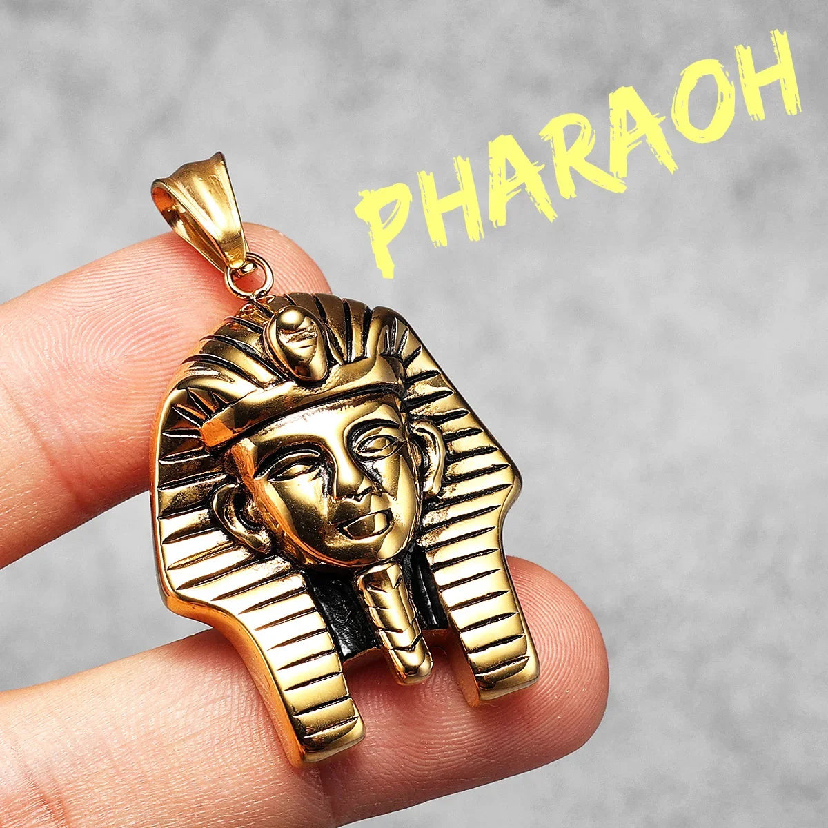 Egyptian Pharaoh Stainless Steel Pendant Necklace