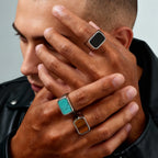 Natural Stone Signet Ring — Silver