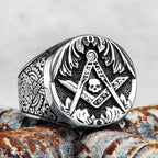 Masonic Skull Ring 316L Stainless Steel Men Eye of Truth Freemasonry Rock for Rider Male Boyfriend Jewelry Best Gift