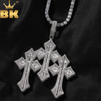 THE BLING KING 3pcs Cross Set Pendant Necklace Iced Out Baguettecz Cubic Zirconia Link Chain Luxury Hiphop Jewelry For