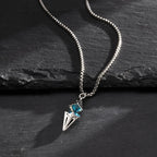 Blue Stone Geometric Pendant Necklace — Stainless Steel