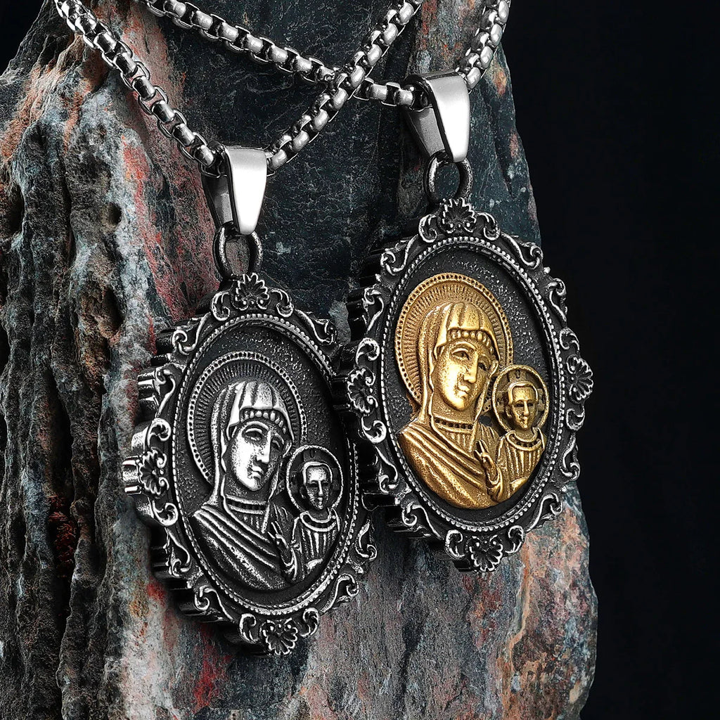 Virgin Mary Pendant Necklace — Stainless Steel
