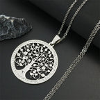 Iced Out Tree of Life Silver Necklace — Stainless Steel