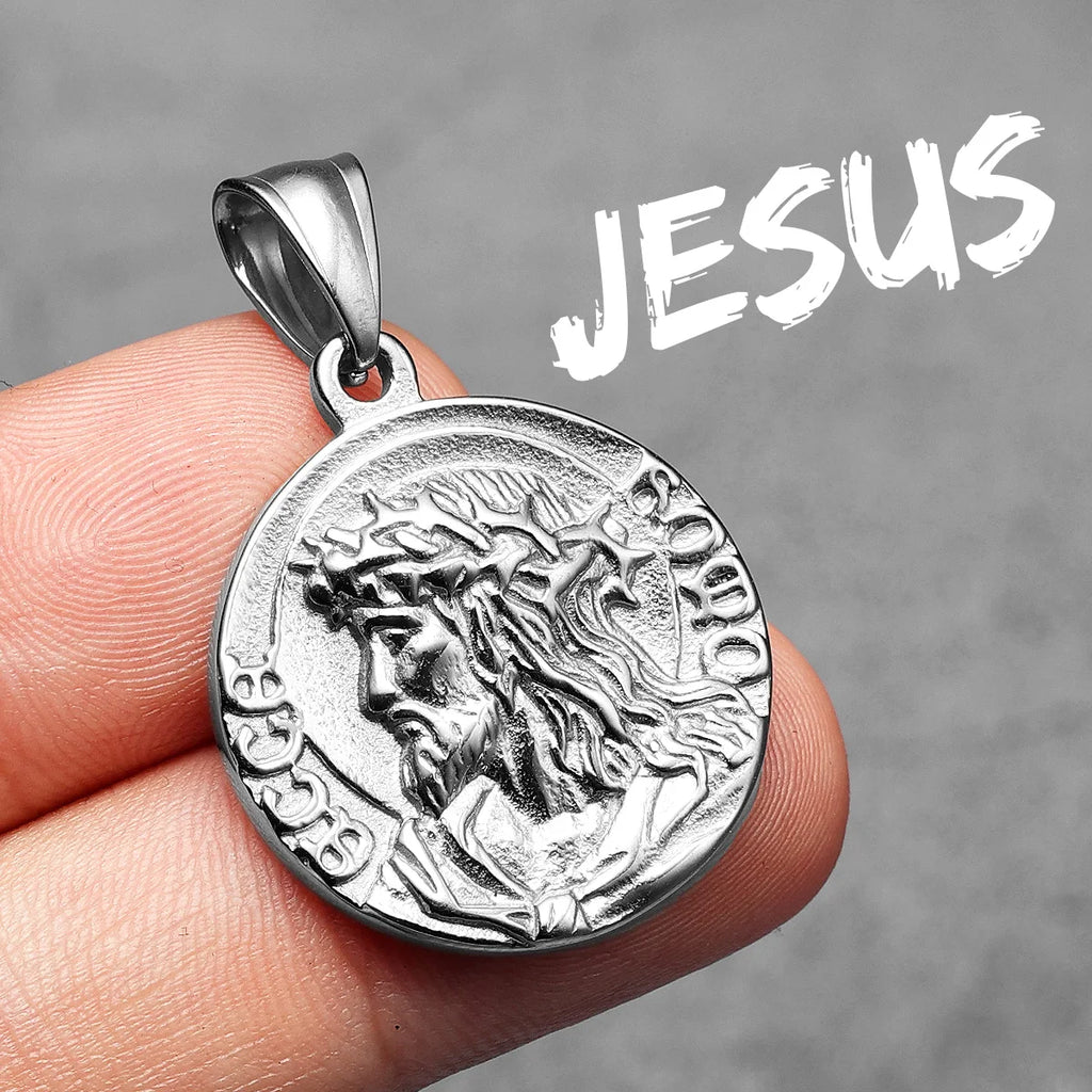 Jesus Minimal Pendant — Stainless Steel